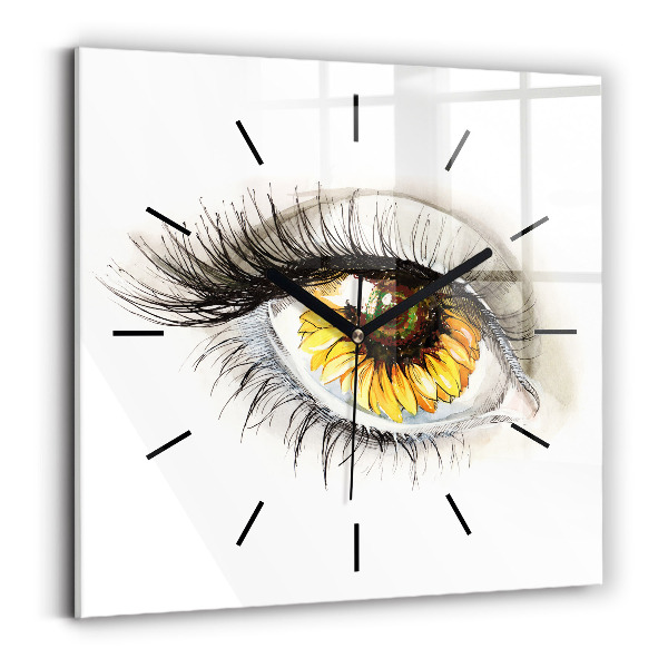 Orologio quadrato Fiore di girasole nell'occhio