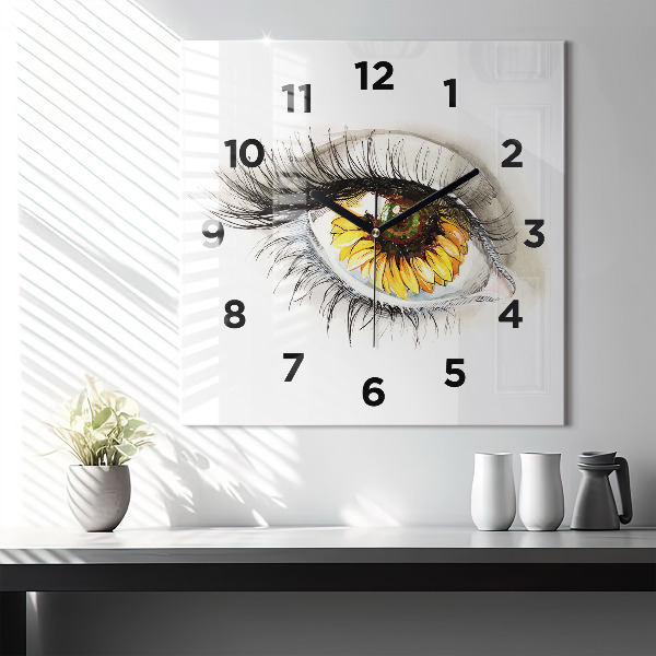 Orologio quadrato Fiore di girasole nell'occhio