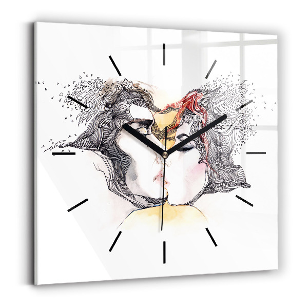 Orologio quadrato Disegno di bacio d'amore