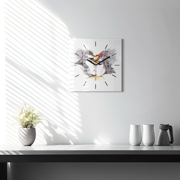 Orologio quadrato Disegno di bacio d'amore