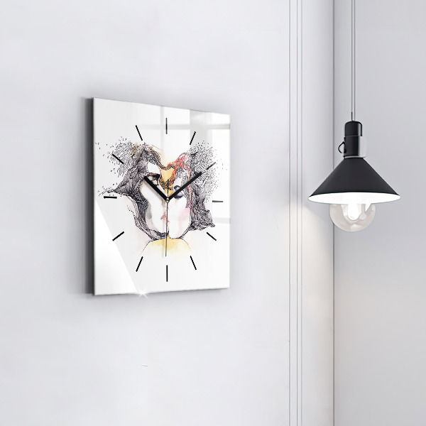 Orologio quadrato Disegno di bacio d'amore