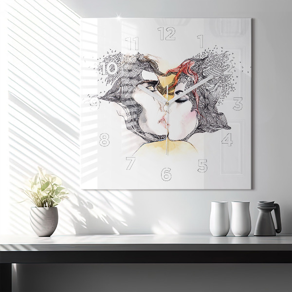 Orologio quadrato Disegno di bacio d'amore