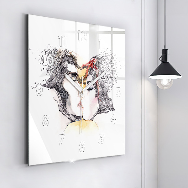Orologio quadrato Disegno di bacio d'amore