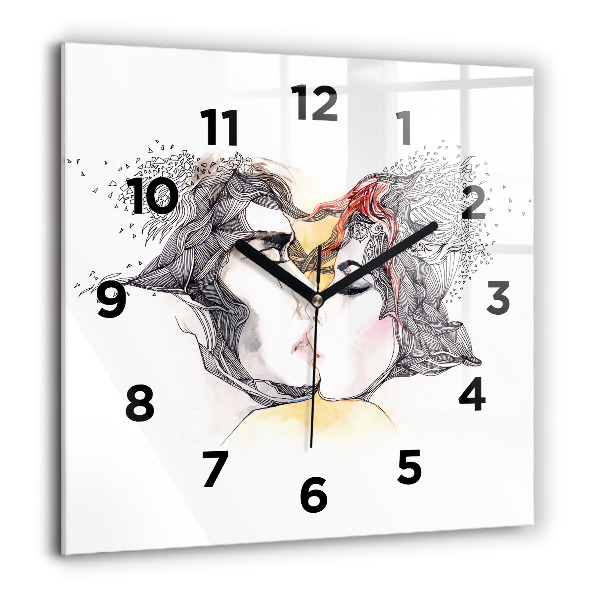 Orologio quadrato Disegno di bacio d'amore