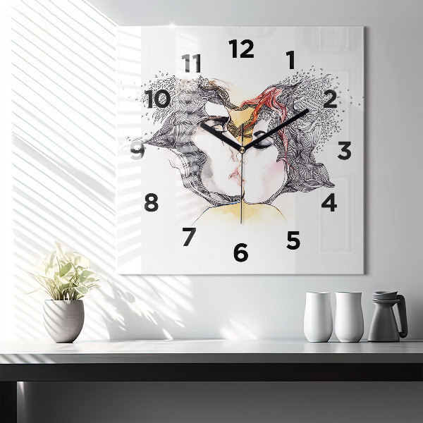 Orologio quadrato Disegno di bacio d'amore
