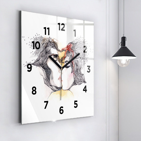 Orologio quadrato Disegno di bacio d'amore