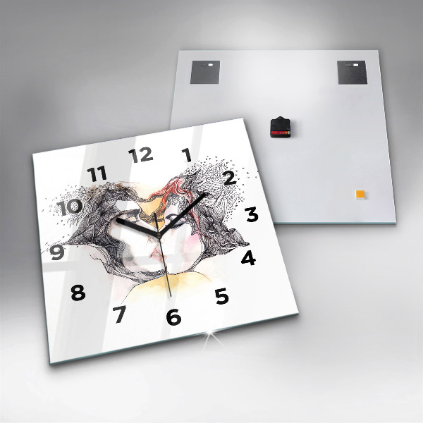 Orologio quadrato Disegno di bacio d'amore