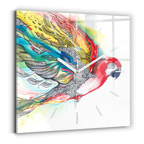 Orologio quadrato Pappagallo colorato in volo