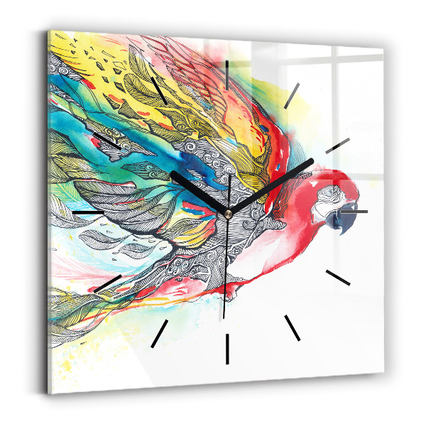 Orologio quadrato Pappagallo colorato in volo