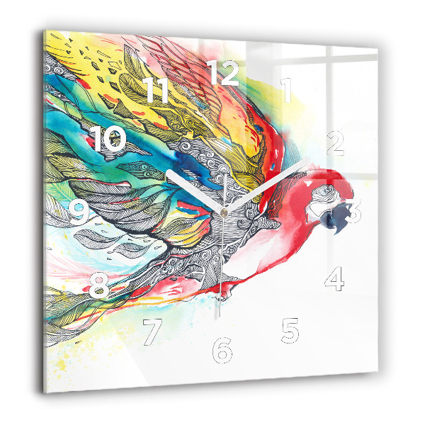 Orologio quadrato Pappagallo colorato in volo