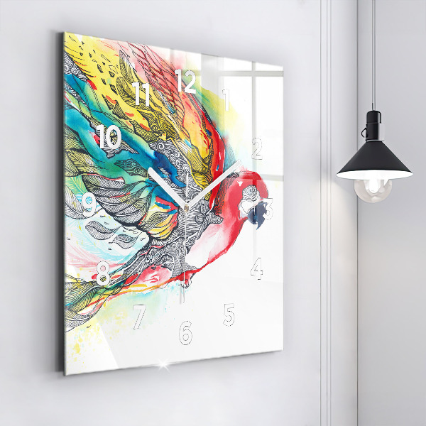 Orologio quadrato Pappagallo colorato in volo