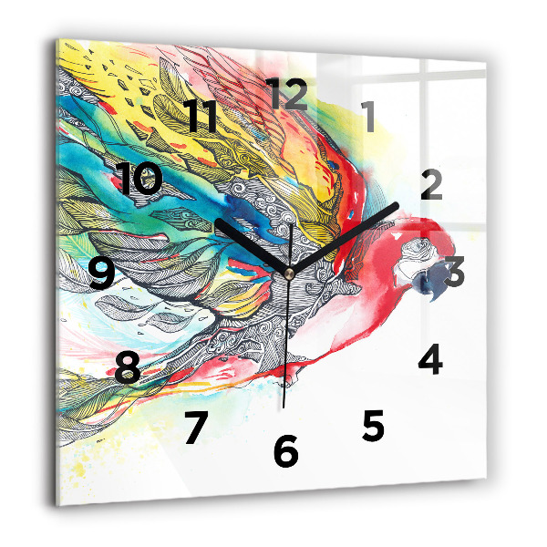 Orologio quadrato Pappagallo colorato in volo