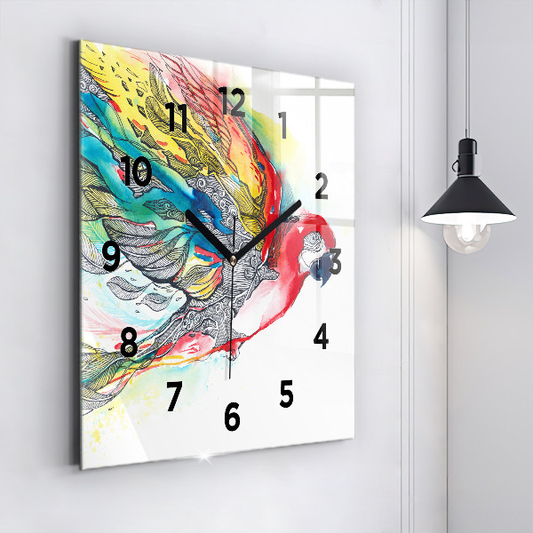 Orologio quadrato Pappagallo colorato in volo