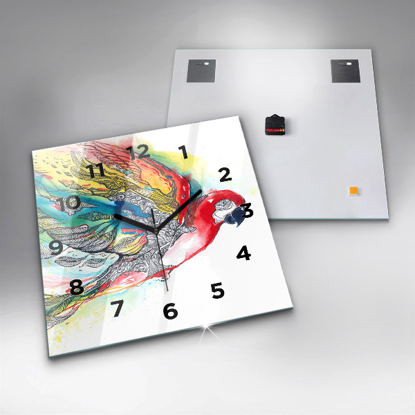 Orologio quadrato Pappagallo colorato in volo