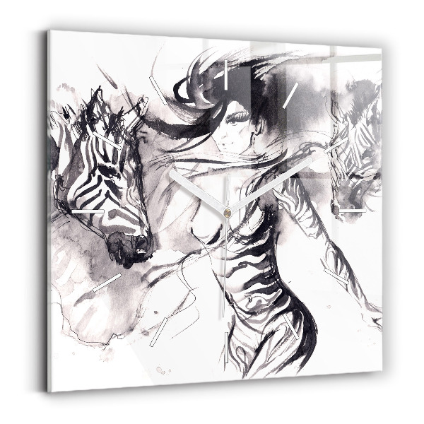 Orologio quadrato Donna e zebre