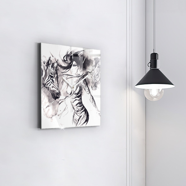 Orologio quadrato Donna e zebre