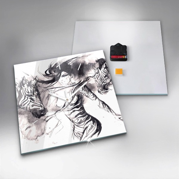 Orologio quadrato Donna e zebre