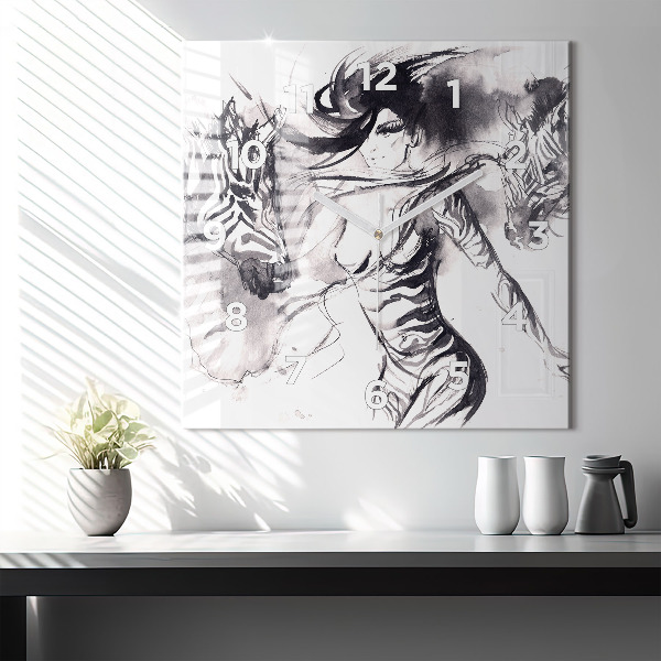 Orologio quadrato Donna e zebre