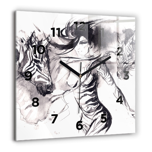Orologio quadrato Donna e zebre