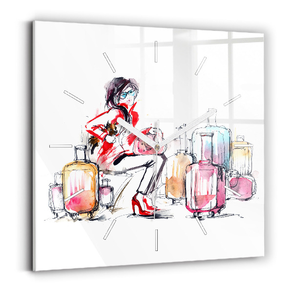 Orologio quadrato Donna con valigie
