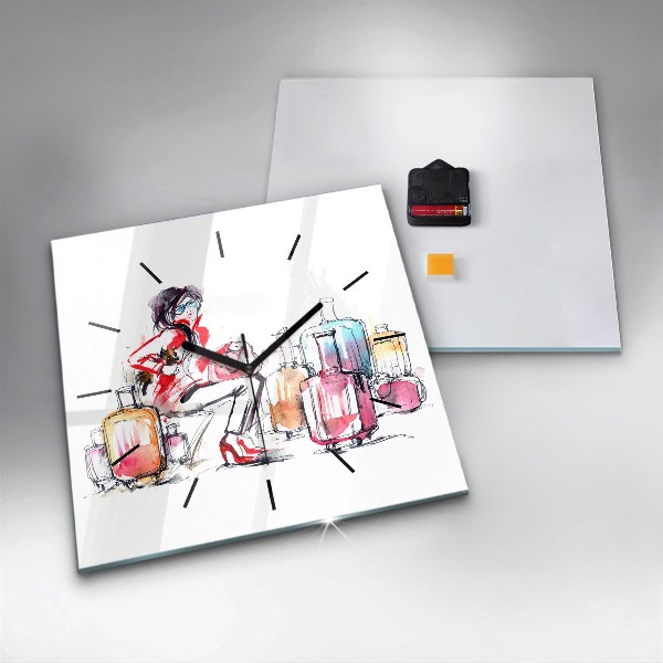 Orologio quadrato Donna con valigie