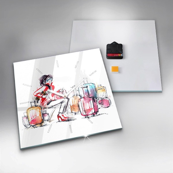 Orologio quadrato Donna con valigie