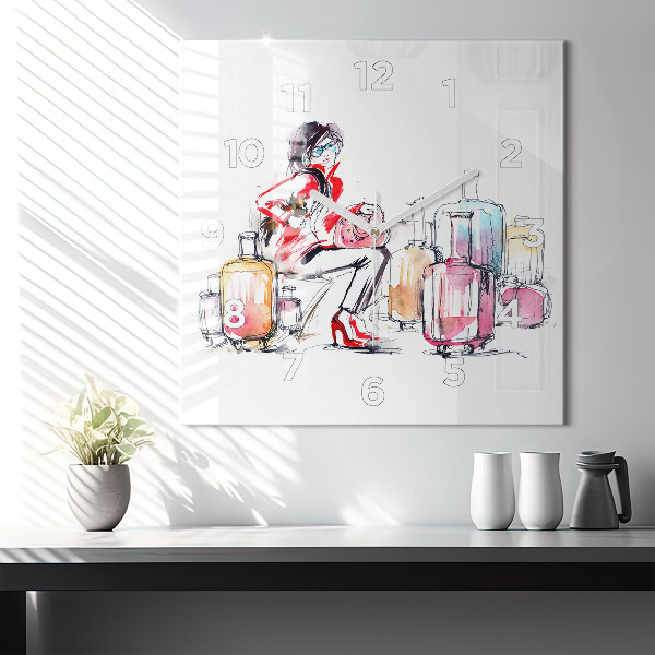 Orologio quadrato Donna con valigie