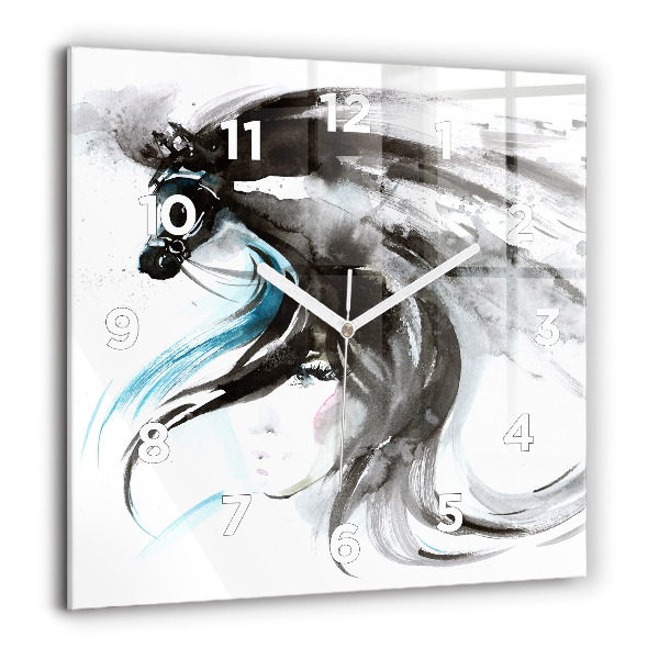 Orologio quadrato Cavallo e donna astratti