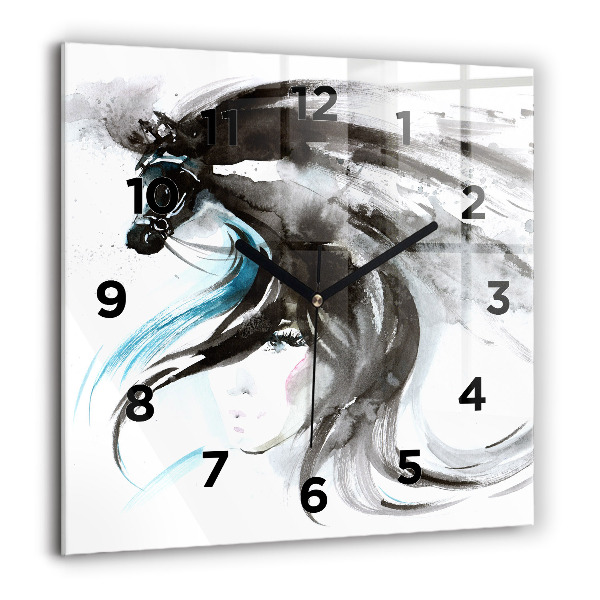 Orologio quadrato Cavallo e donna astratti
