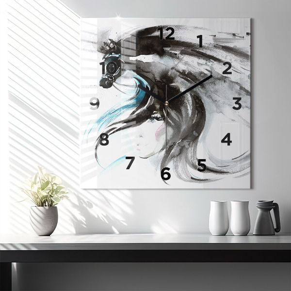 Orologio quadrato Cavallo e donna astratti