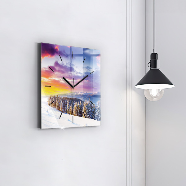 Orologio quadrato Paesaggio montano invernale
