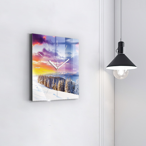 Orologio quadrato Paesaggio montano invernale