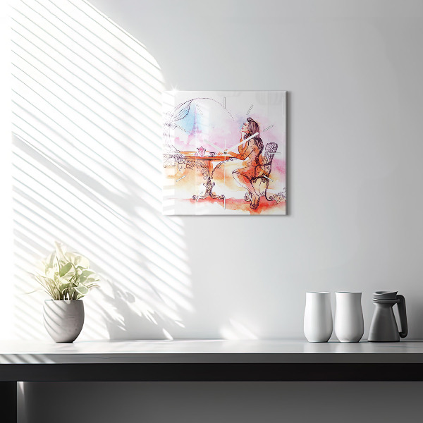 Orologio quadrato Donna che beve il tè