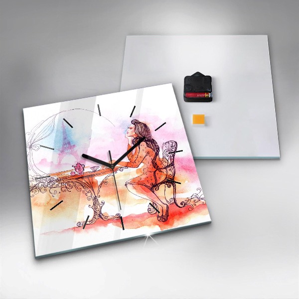 Orologio quadrato Donna che beve il tè