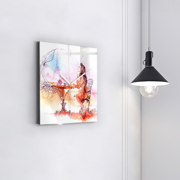 Orologio quadrato Donna che beve il tè