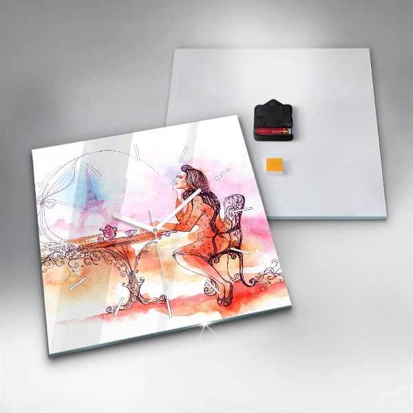 Orologio quadrato Donna che beve il tè