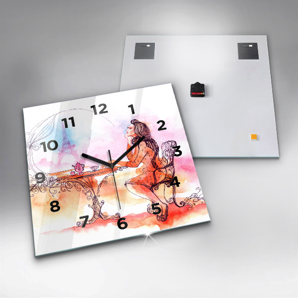 Orologio quadrato Donna che beve il tè