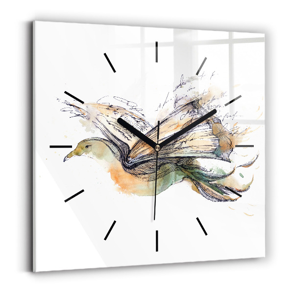 Orologio quadrato L'uccello e il libro