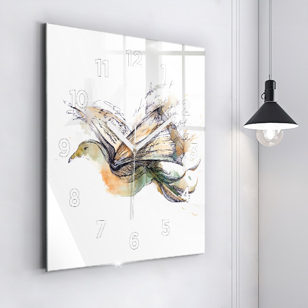 Orologio quadrato L'uccello e il libro