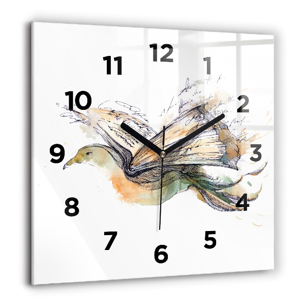 Orologio quadrato L'uccello e il libro