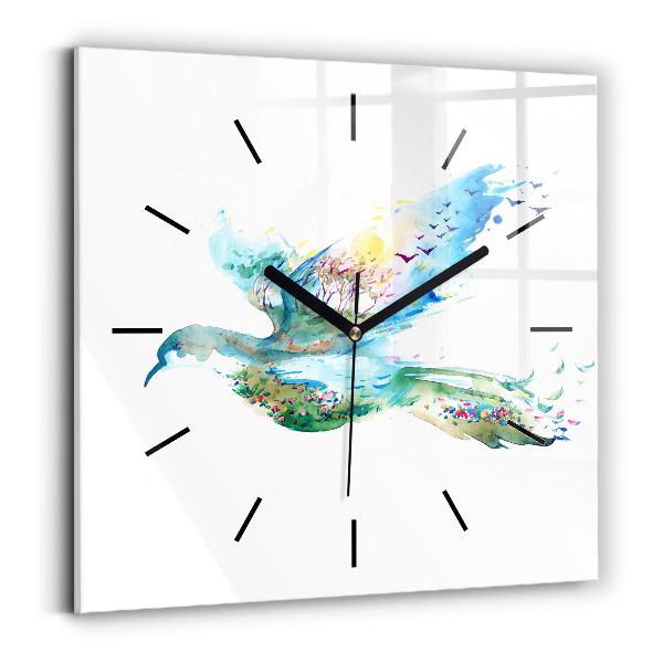 Orologio quadrato Astrazione di uccello e primavera