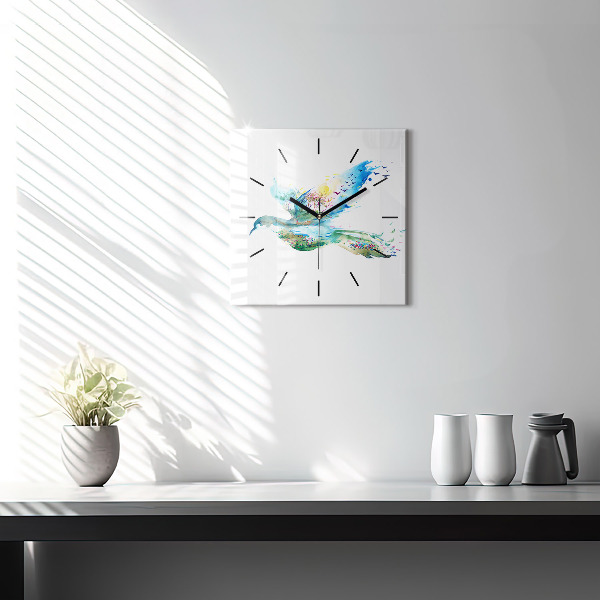 Orologio quadrato Astrazione di uccello e primavera