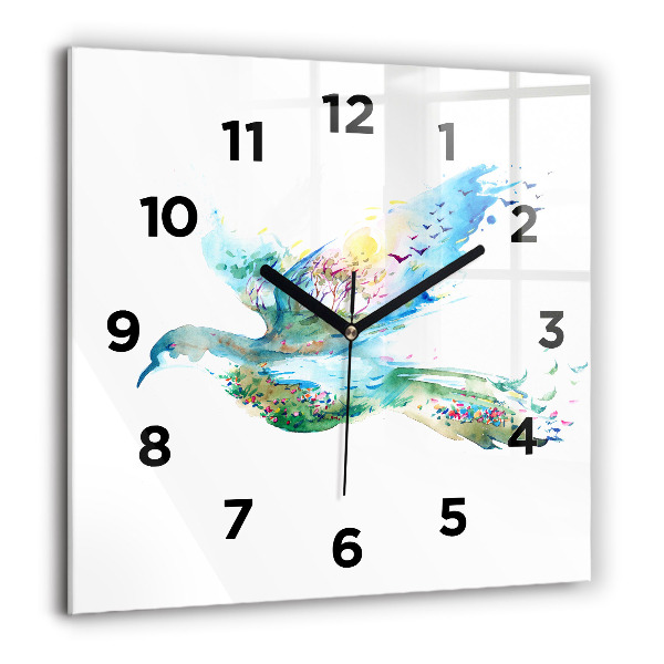 Orologio quadrato Astrazione di uccello e primavera