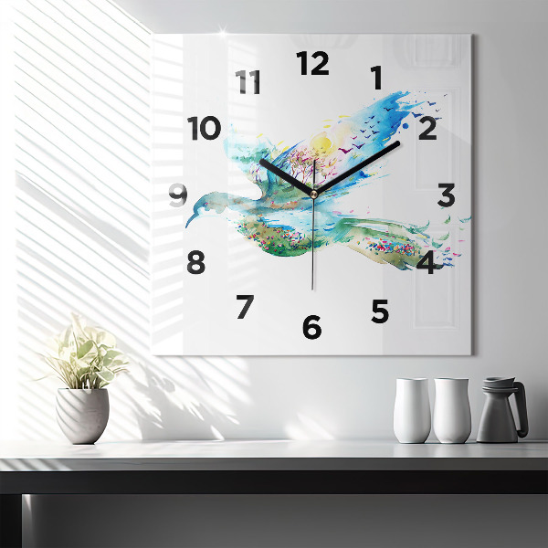 Orologio quadrato Astrazione di uccello e primavera