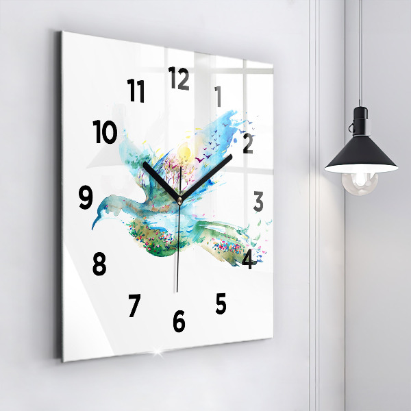 Orologio quadrato Astrazione di uccello e primavera
