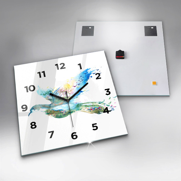Orologio quadrato Astrazione di uccello e primavera