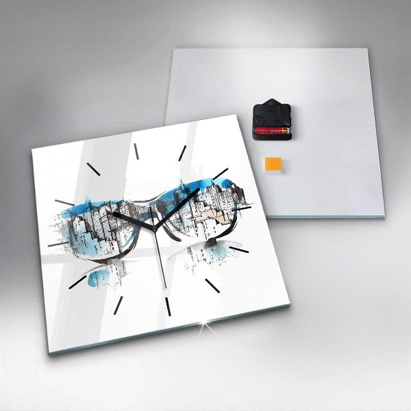 Orologio quadrato Città con gli occhiali