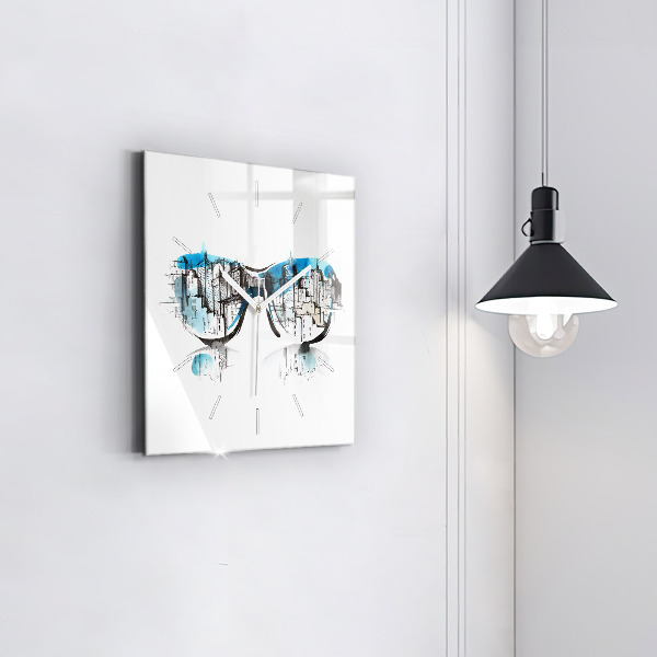 Orologio quadrato Città con gli occhiali