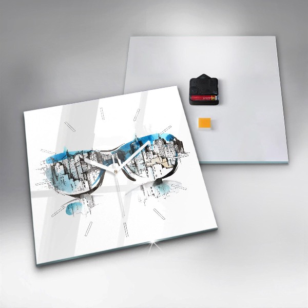 Orologio quadrato Città con gli occhiali