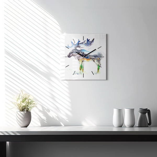Orologio quadrato Paesaggio di alci e montagne